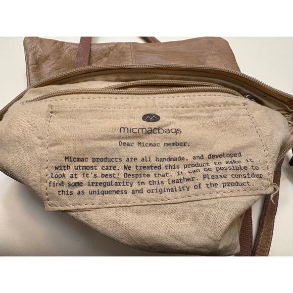 Micmacbags Women's Brown Leather Shoulder Tote Bag Crossbody with Fabric Lining - Picture 8 of 9